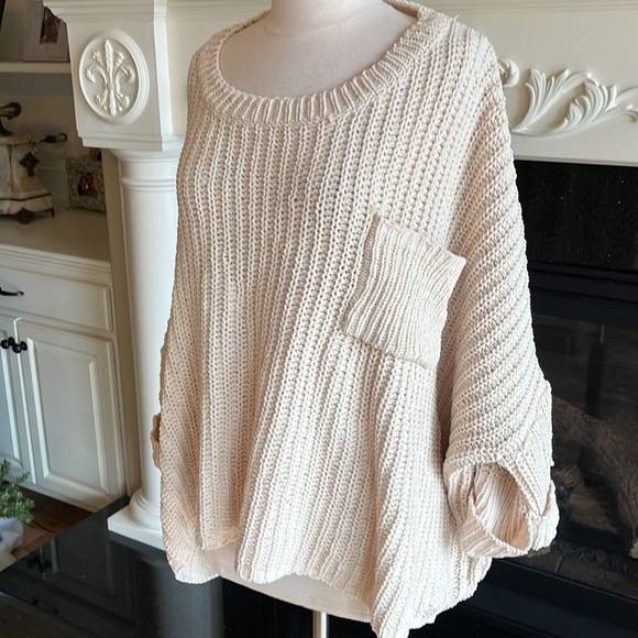 Chunky Knit Sweater Roomy Comfy Crochet Womens One Size - Picture 6 of 15